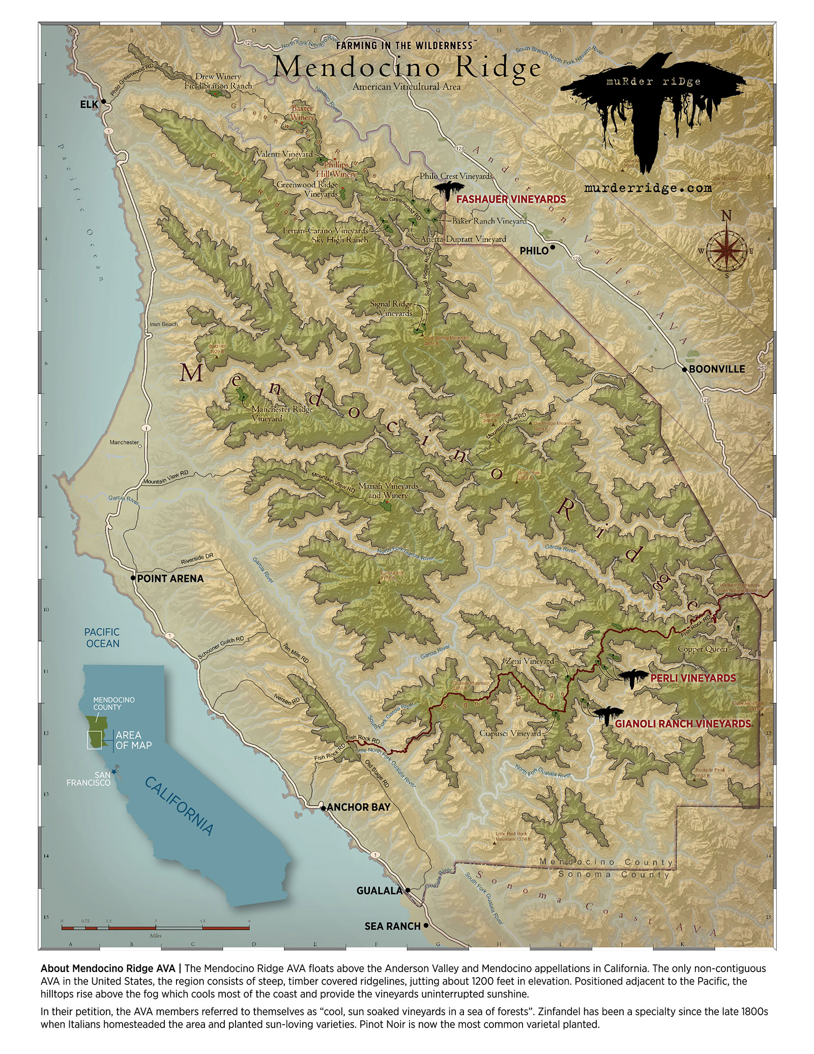 Mendocino Murder Ridge Map